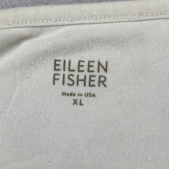 EILEEN FISHER Tank Top XL Organic Cotton Jersey Cross Back Shelf Bra White USA - Picture 9 of 16